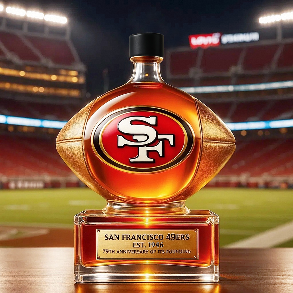 Gold Rush Glory. Gridiron Legacy——San Francisco 49ers Whiskey Bottle