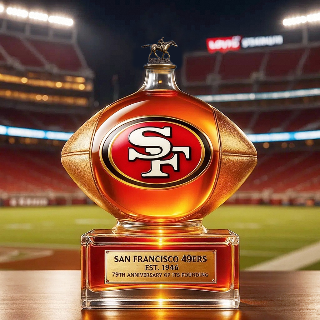 Gold Rush Glory. Gridiron Legacy——San Francisco 49ers Whiskey Bottle