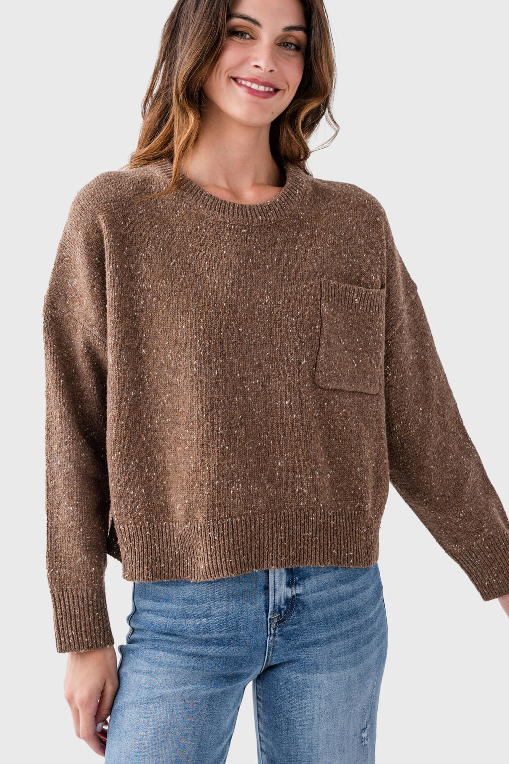 All Row Speckled Knit Pullover