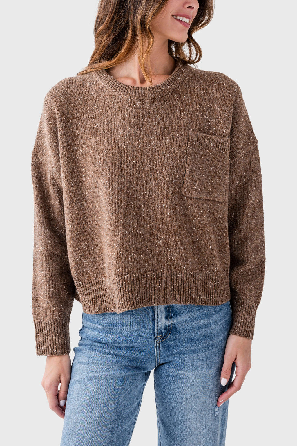 All Row Speckled Knit Pullover