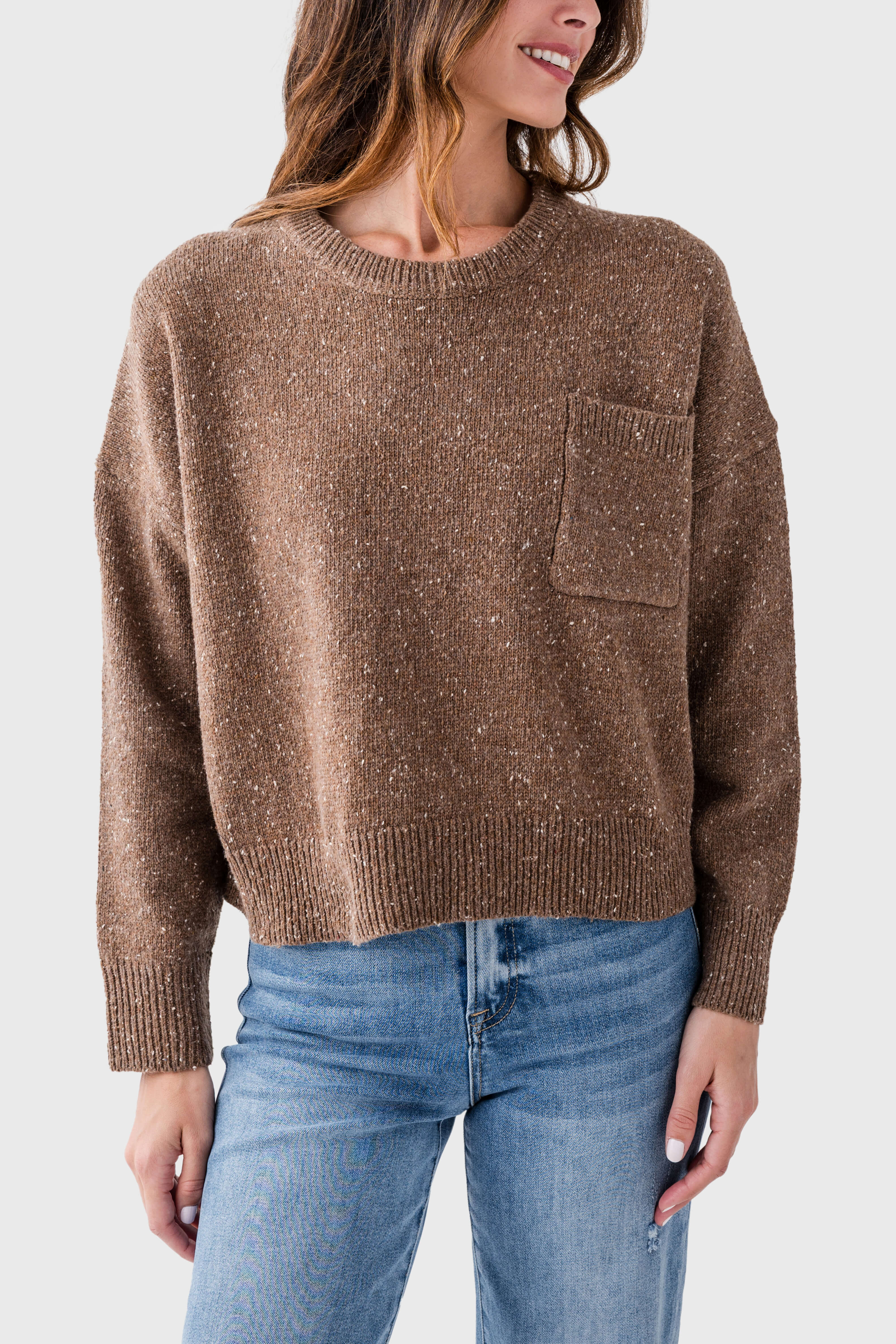 All Row Speckled Knit Pullover