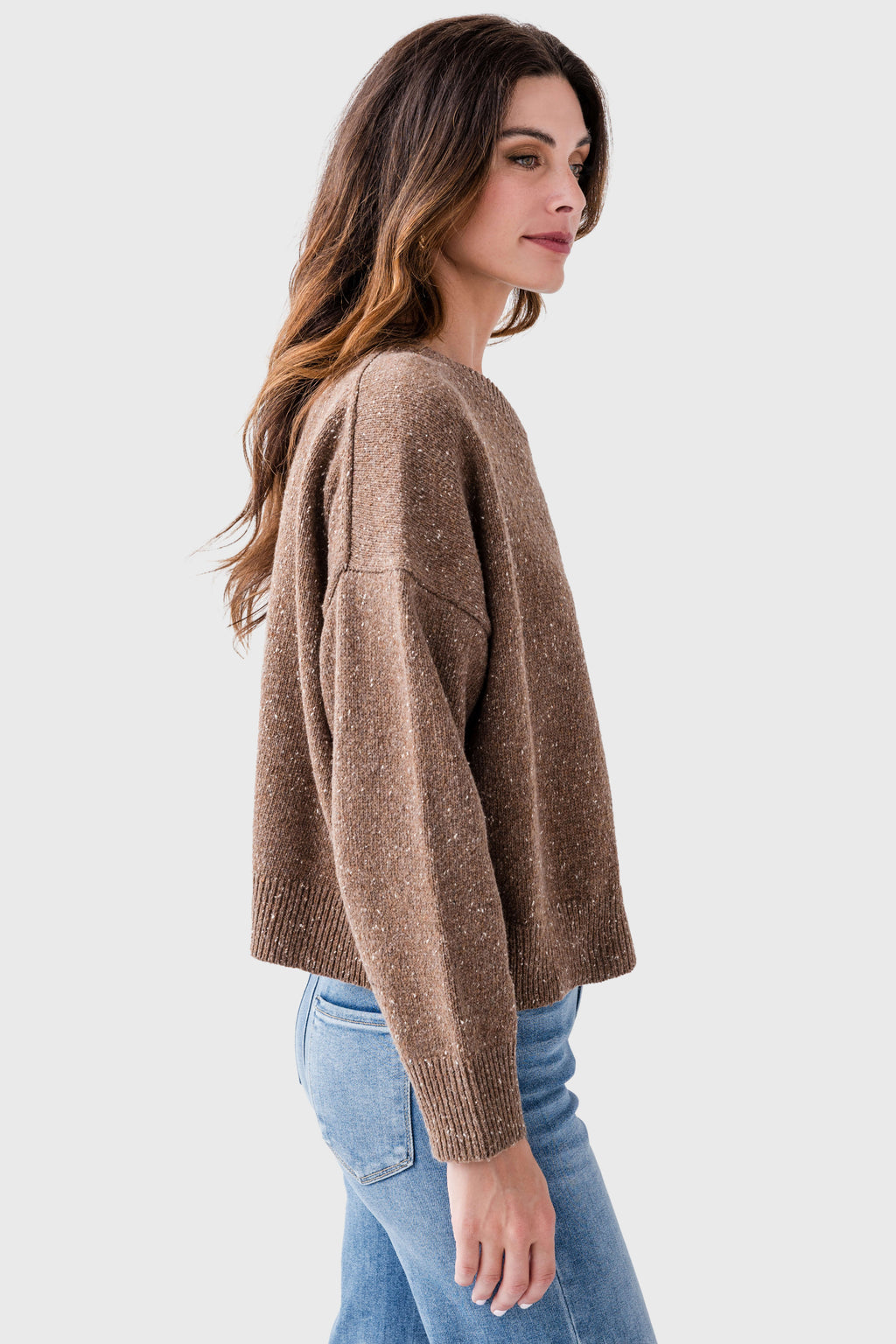 All Row Speckled Knit Pullover