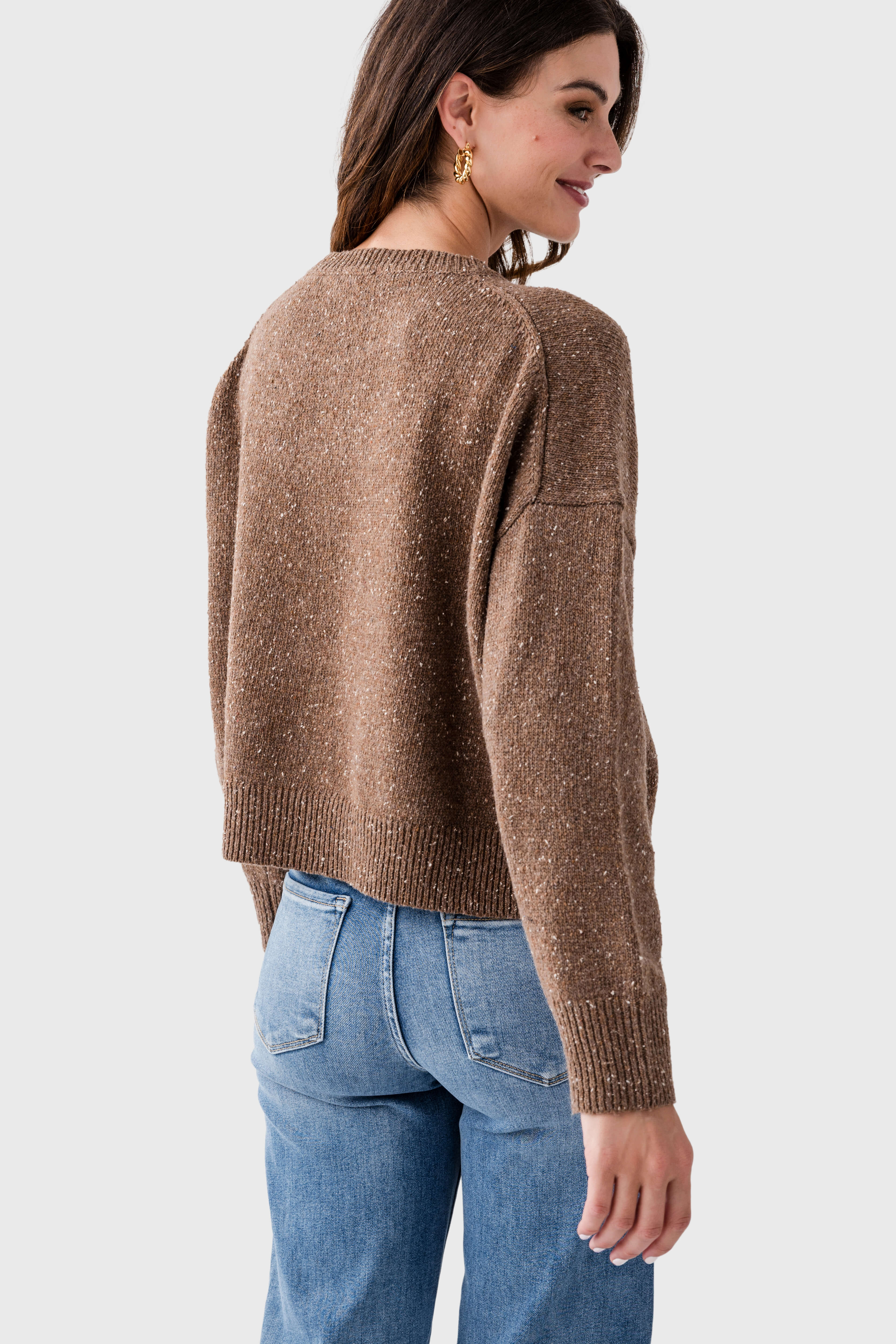 All Row Speckled Knit Pullover