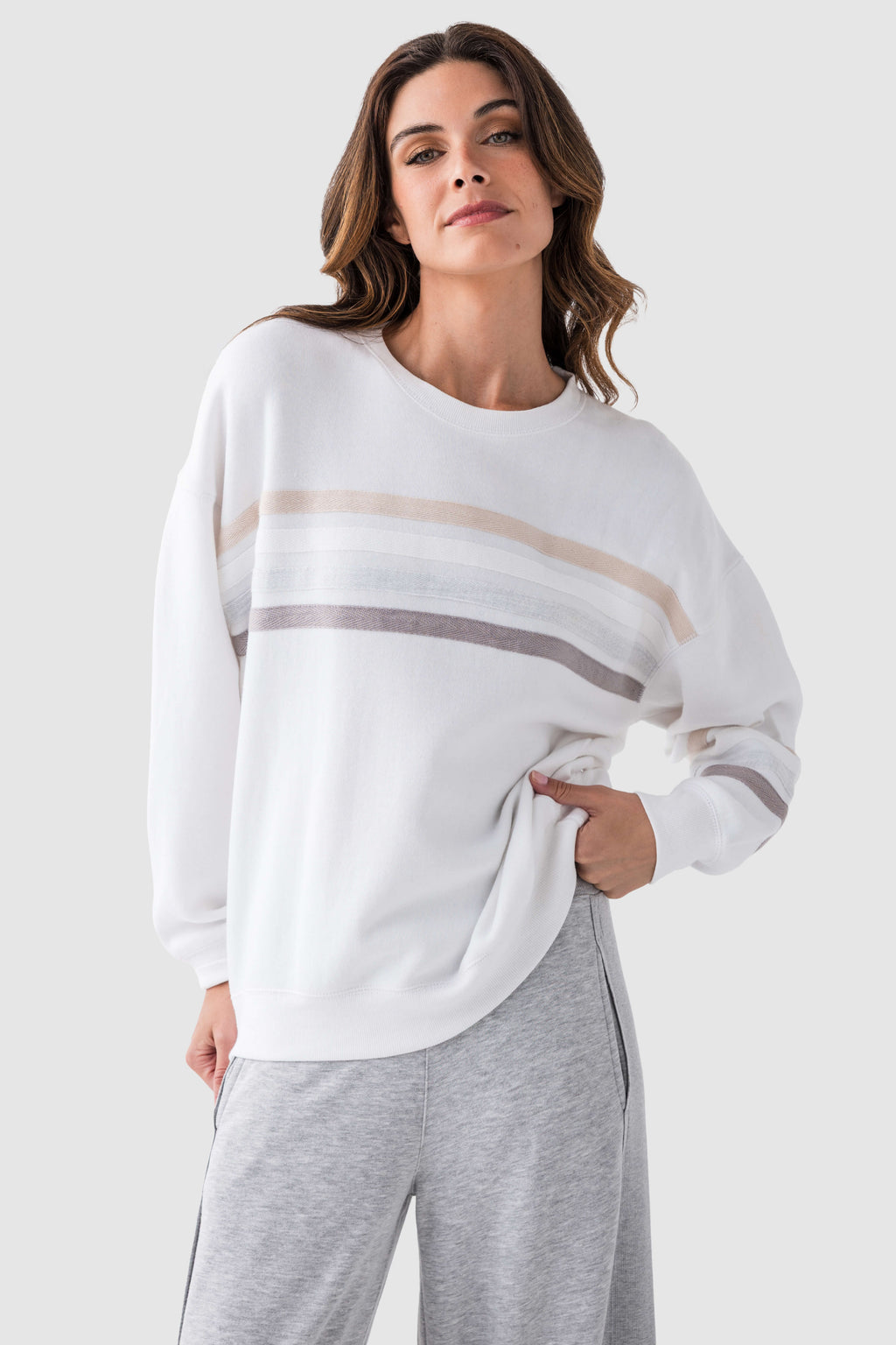 Vintage Havana Stripe Fleece Crewneck