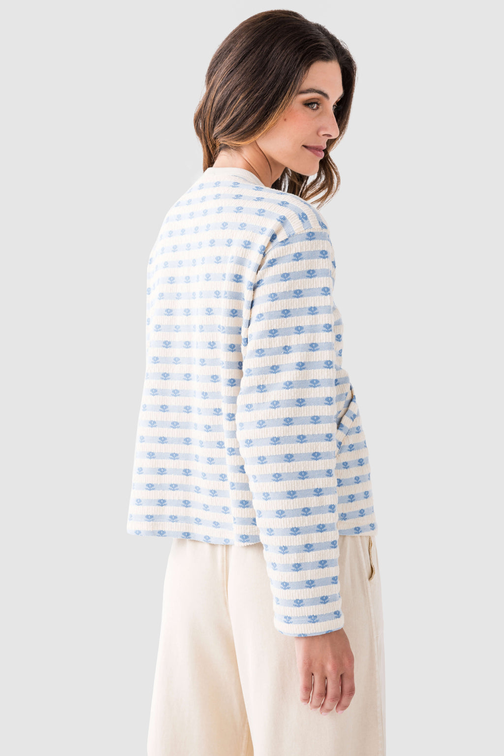 Wishlist Floral Striped Button Up Cardigan