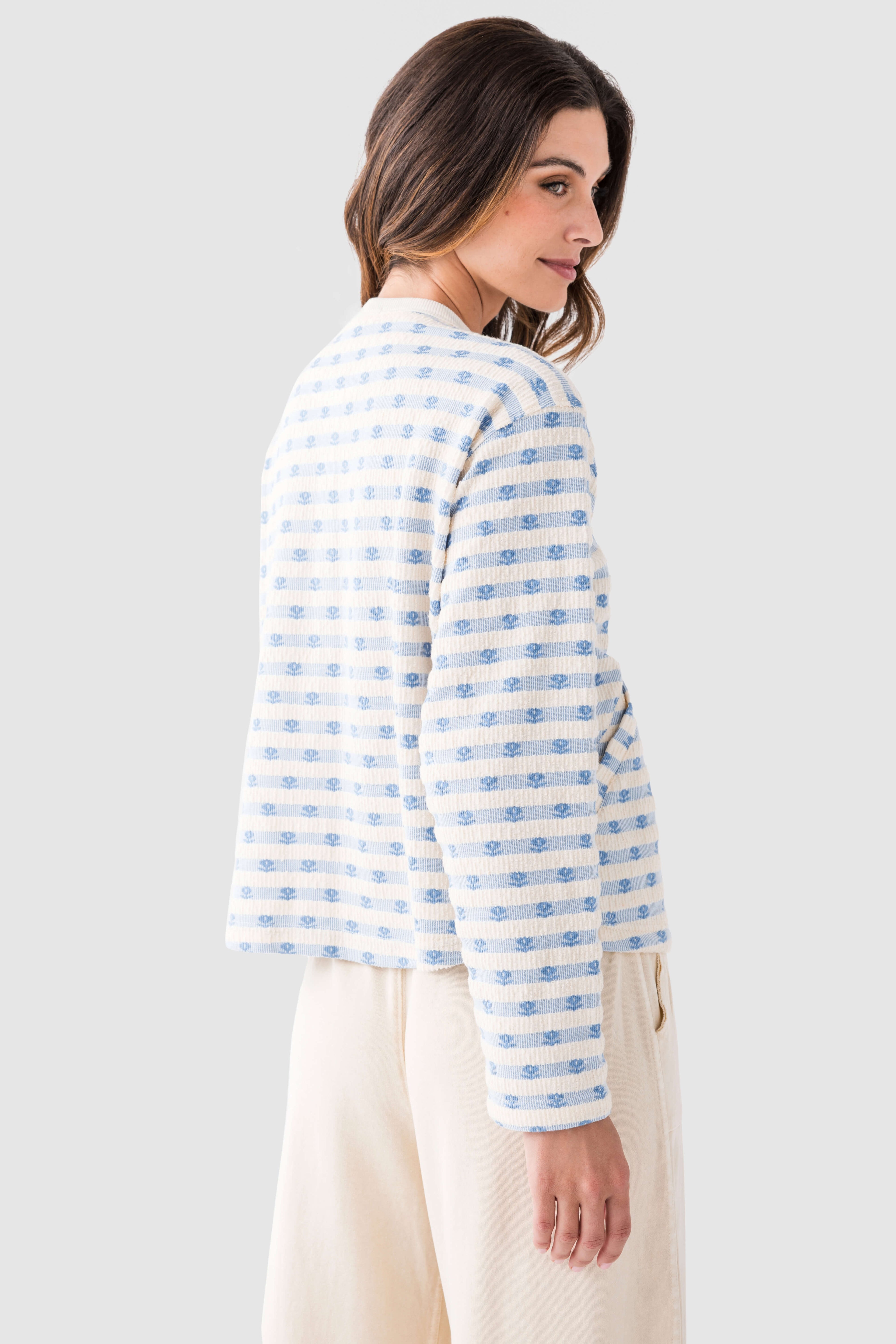 Wishlist Floral Striped Button Up Cardigan