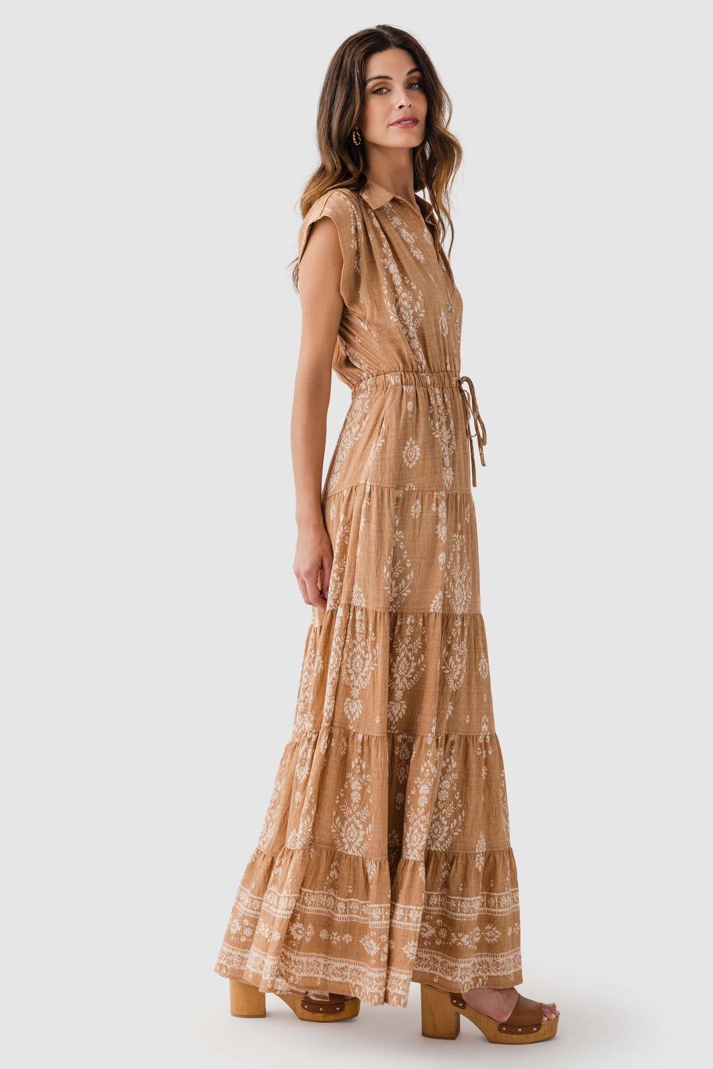Pinch Print Tiered Maxi Dress