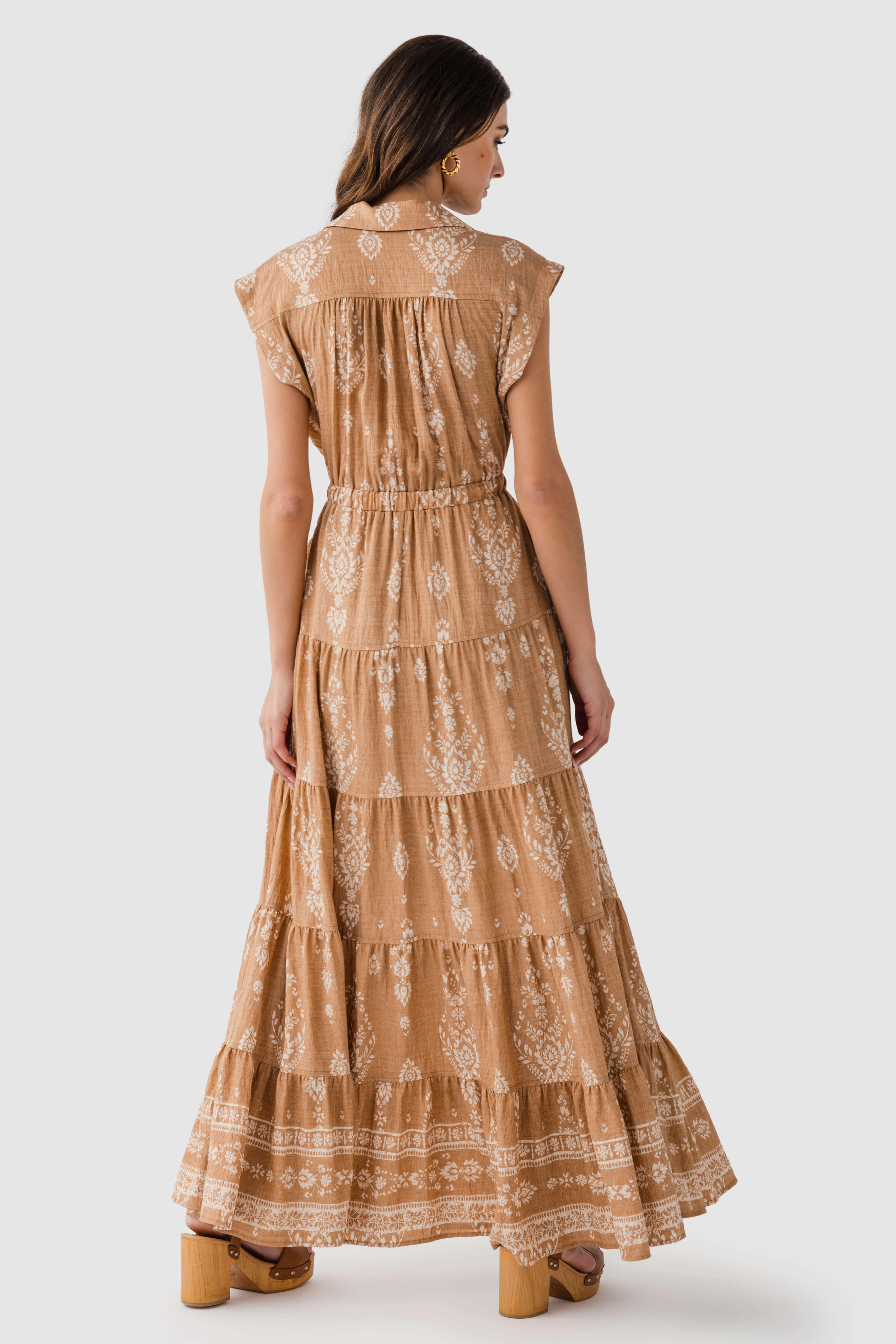Pinch Print Tiered Maxi Dress