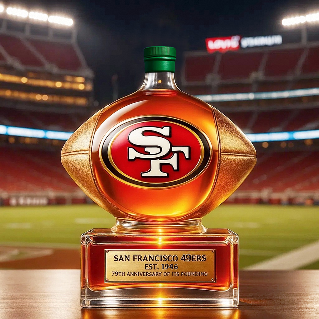 Gold Rush Glory. Gridiron Legacy——San Francisco 49ers Whiskey Bottle