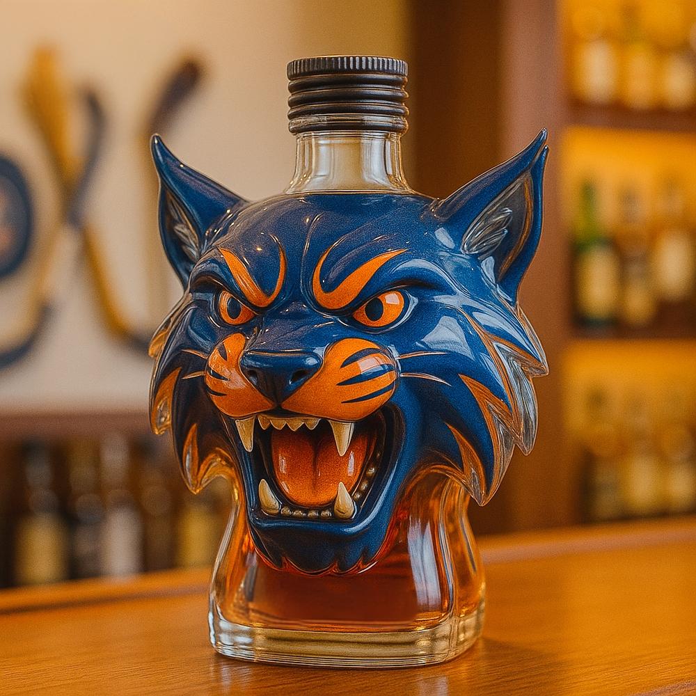 💙🥃Edmonton Oilers Hunter the Lynx Whiskey Bottle