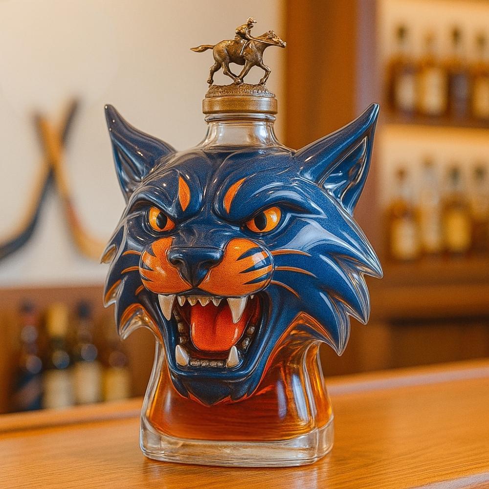 💙🥃Edmonton Oilers Hunter the Lynx Whiskey Bottle